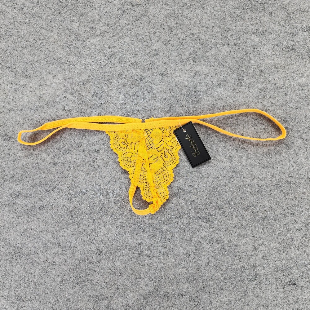 Fredericks of Hollywood Panties Womens XL Zina Yellow Lace Thong